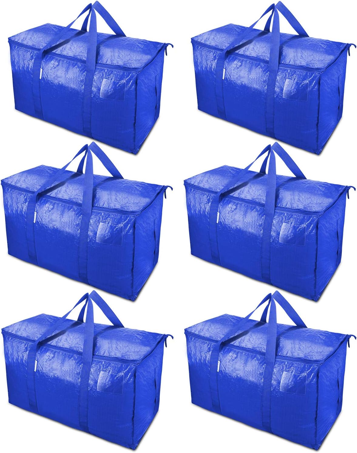 TICONN 6 Pack Extra Large Moving Bags with Zippers & Carrying Handles, Heavy-Duty Storage Tote Moving Boxes for Space Saving