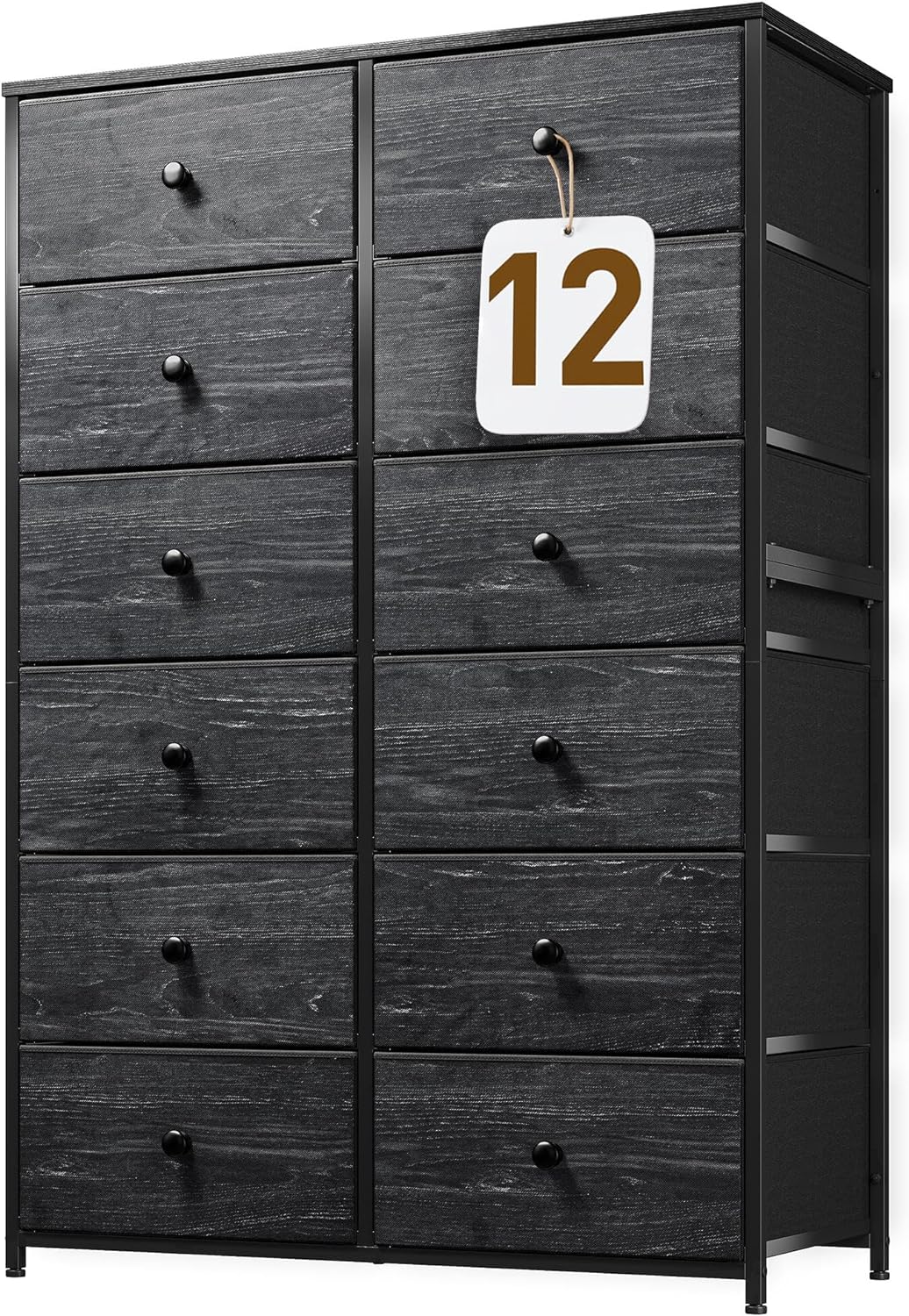 EnHomee+Tall+Dresser%2c+Dressers+%26+Chests+of+Drawers%2c+Dresser+for+Bedroom%2c+Dresser%2c+Black+Dresser%2c+12+Drawer+Dresser%2c+Fabric+Dressers+with+Wood+Top+and+Metal+Frame