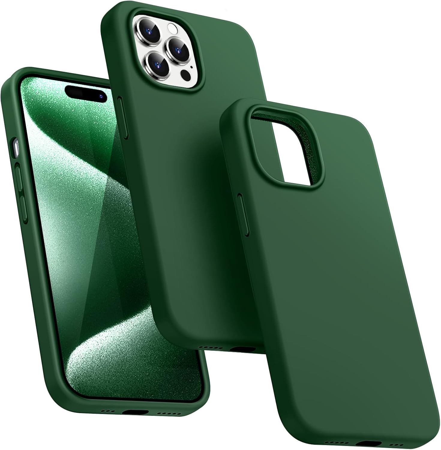 Dssairo for iPhone 15 Pro Max Case,Liquid Silicone Slim Shockproof Protective iPhone 15 Pro Max 6.7 inch Phone Case [Microfiber Lining] (Alpine Green)