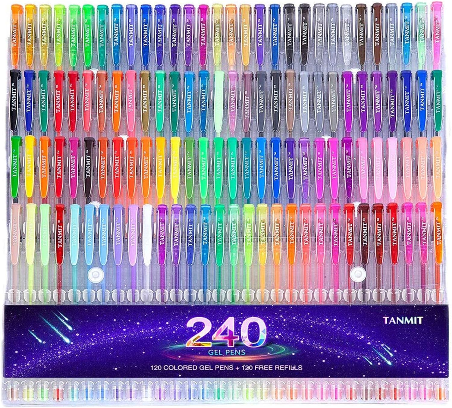 Gel Pens,Tanmit Gel Pens Set, 120 Colored Gel Pen plus 120 Refills for Adults Coloring Books, Drawing, Art Projects (No Duplicates)