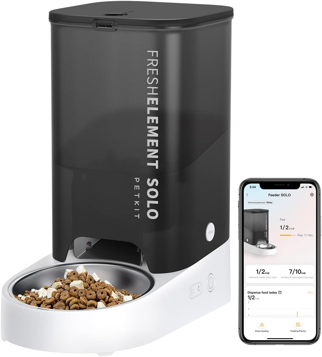 PETKIT Automatic Pet Feeder, 3L WiFi Cat Dog Feeder, Schedule Feeding Pet Food Dispenser for Cats and Dogs with 304 Stainless Steel Feeding Bowl, Up to 10 Meals per Day, USB Cable/App Control