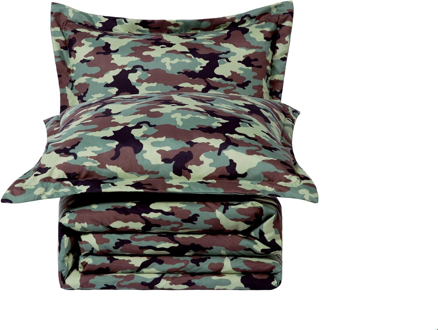 Chezmoi Collection Soft Microfiber Printed Military Camo Bedding Set 3-Piece Army Green Camouflage Comforter Set, King Size