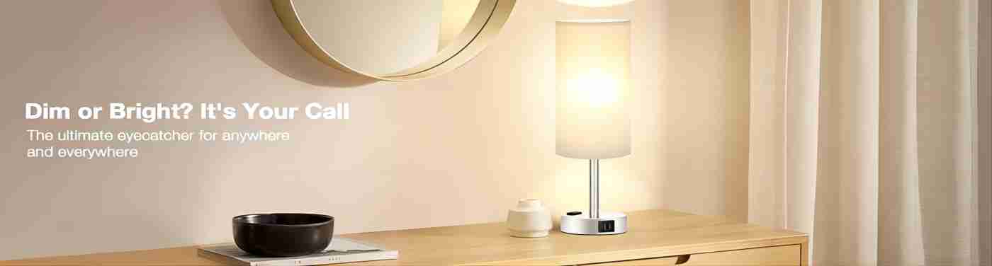 Fenmzee Light Grey Table Lamp for Nightstand - 3 Way Dimmable Touch Bedside Lamp USB C and A Charging Ports and AC Outlet, Small Desk Lamp with Silver Base for Office Nursery, LED Bulb Included