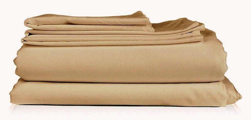 THREAD SPREAD Twin Sheet Set - 3 Piece Set Egyptian Cotton Quality Sheets and Pillow Cases - Hotel Luxury Bed Sheets for Kids & Adults in Sand Color - Deep Pocket - Soft Breathable & Cooling Sheets