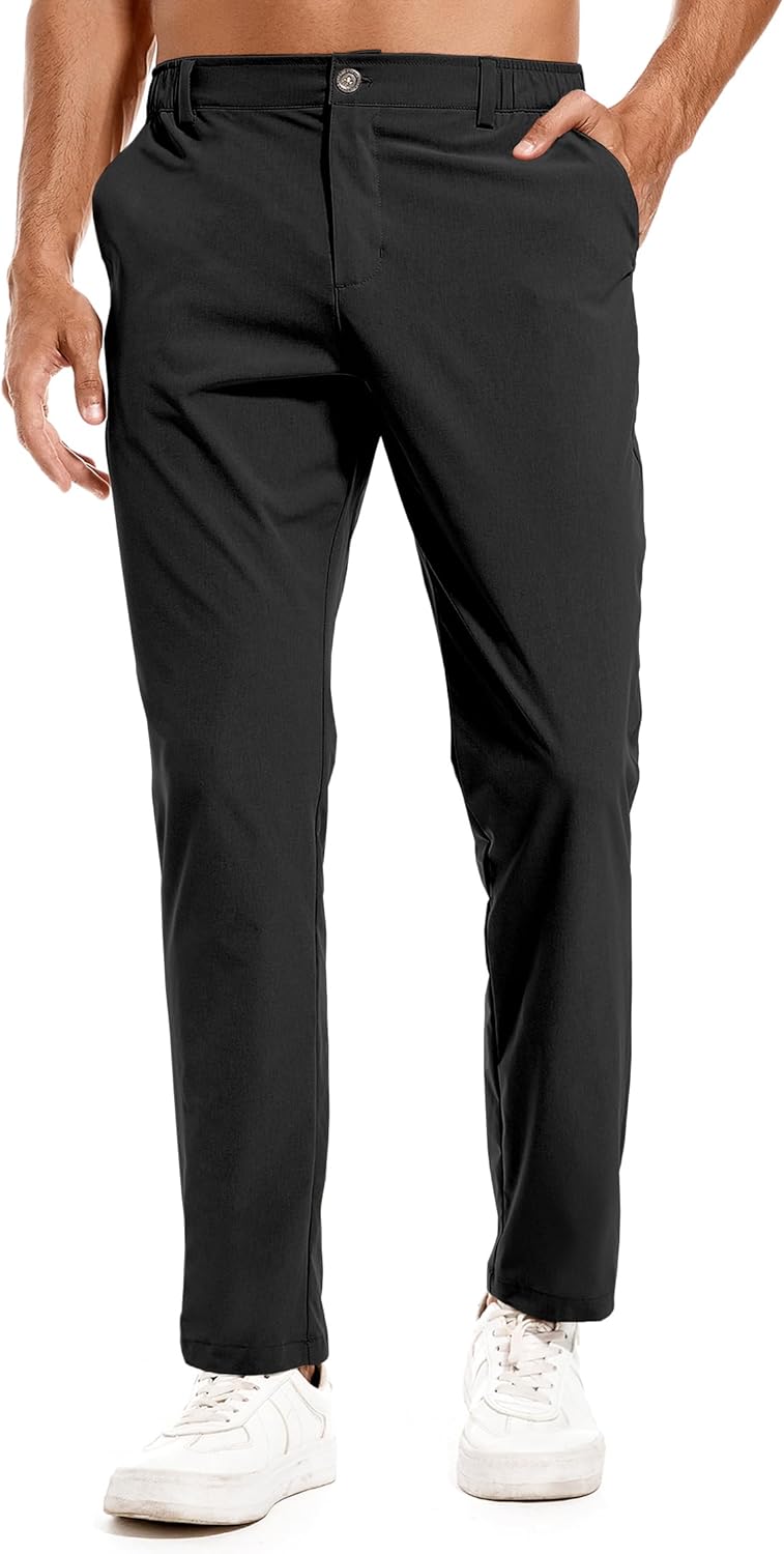 Boyzn Men' Golf Pants with 5 Pockets Lightweight Stretch Quick Dry Casual Travel Work Dress Pants Black-32