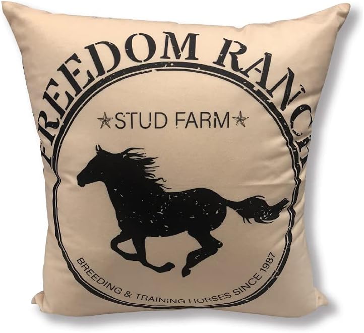 Virah Bella Throw Pillow Freedom Ranch Tan - 18" x 18" Decorative Accent Pillow - Lodge & Farmhouse Couch Décor