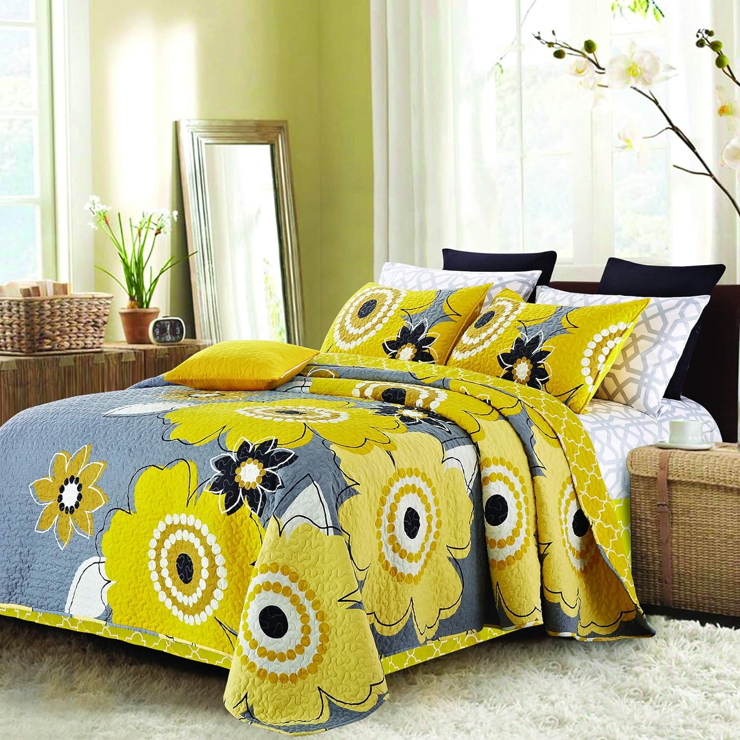 Virah Bella 2 Piece Full/Queen Lodge Quilt Bedding Set - Rustic Country Reversible Comforter Set with Decorative Pillow Shams - Francesca