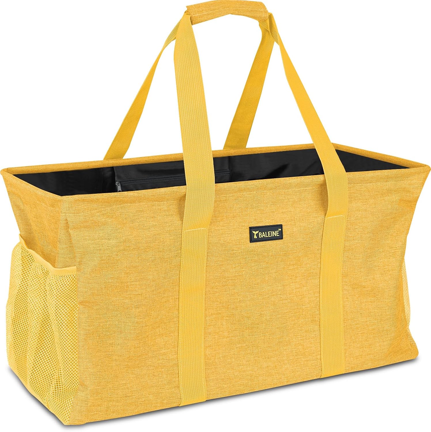 BALEINE Extra Large Utility Tote Bag with Wire Frame for Storage (Yellow, 22''x12''x10'')