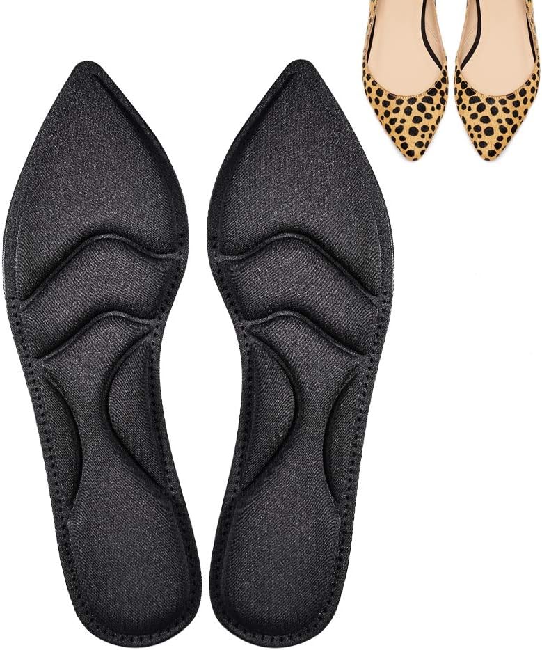 Shoe Insoles Women, Arch Support Insoles Breathable, New Material,5D Sponge Barefoot Comfort Insoles and High Heel Inserts (Black)