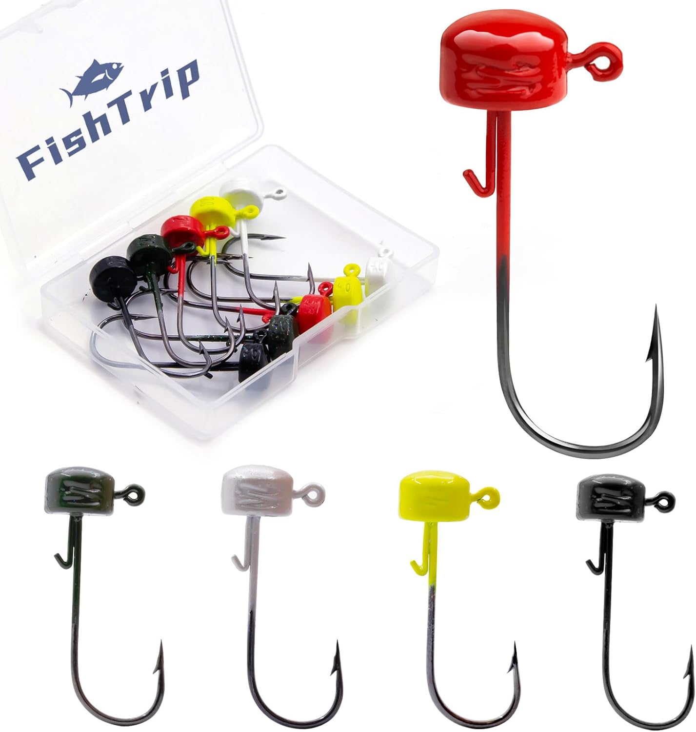 Ned Rig Jighead Fishing - 10pcs Jig Heads Hooks Weedless Shroom-Shaped Weight Head for Crappie Bass Fishing(1/16oz,1/8oz,3/16oz,1/4oz)