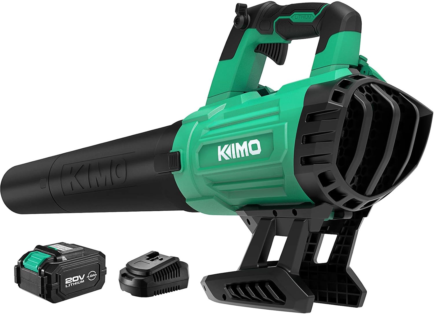 KIMO Cordless Leaf Blower - 400CFM Battery-Powered Blower for Blowing Wet Leaves, Snow Debris and Dust, 20V Electric Leaf Blower with Battery  Charger for Lawn Care Garden Yard Work Around The House