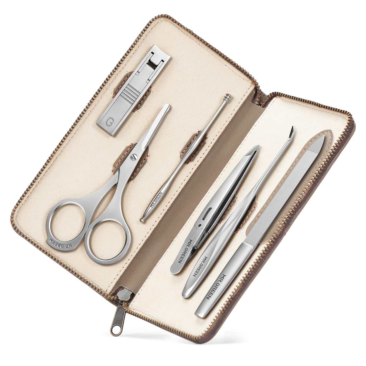 MR.GREEN Portable Luxury Manicure Sets Stainless Steel Pedicure Kits With Full-Grain Cowhide Leather Cover Personal Care Tools Set