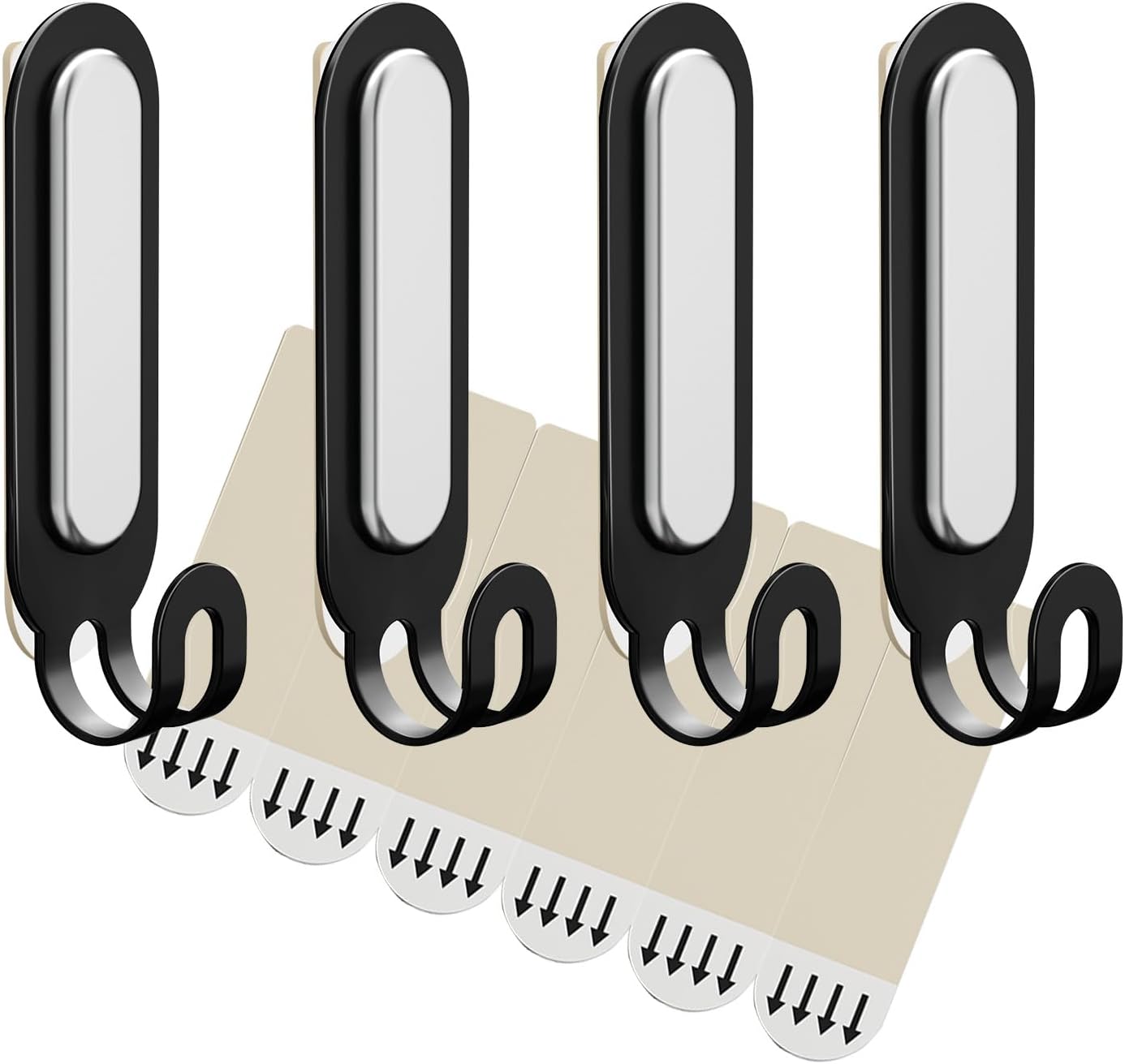 TAILI Wall Friendly Hooks, Widened Metal Damage-Free Hanging Hooks with Adhesive Strips, Heavy Duty Adhesive Hooks for Home Storages and Hanging Decorations, 4 Hooks and 6 Strips Included