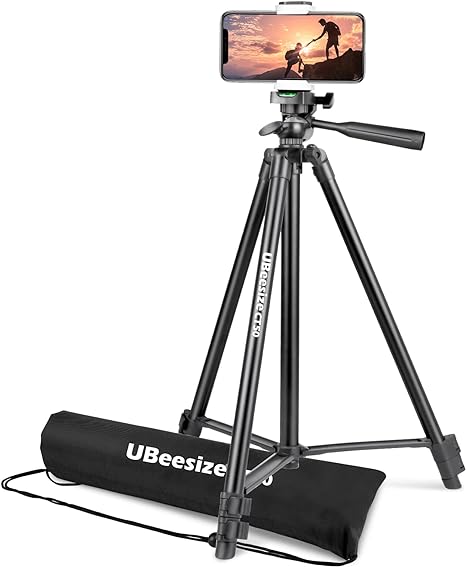 UBeesize 50 Phone Tripod, [2022 Upgraded] Extendable Cell Phone Tripod with Carry Bag and Phone Holder, Compatible with iPhone, Android, Camera.