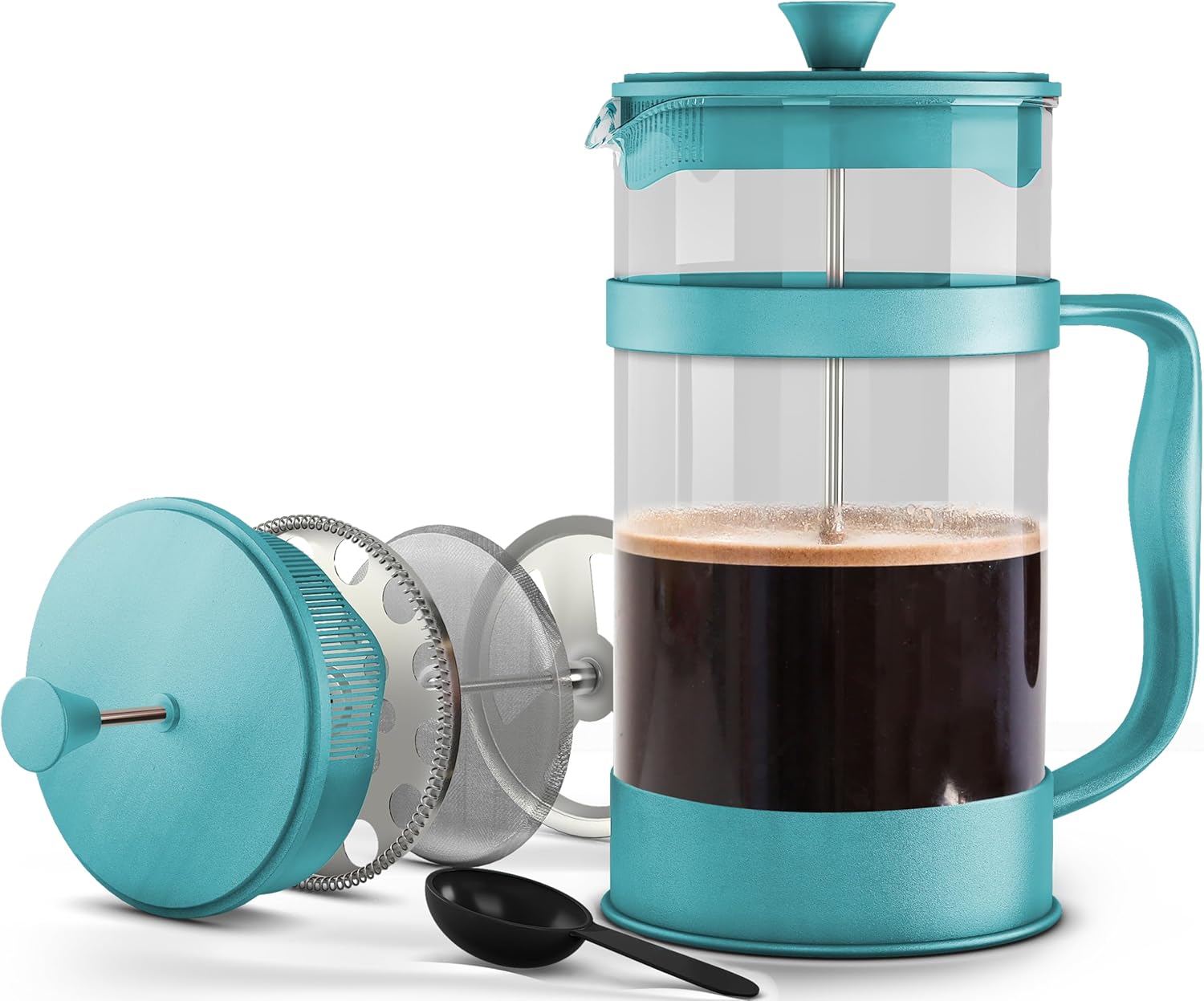 Utopia Kitchen 51 Ounce 1.5 Liter French Press Coffee Maker, Tea Maker, Travel Coffee Presses, Heat Resistant Thickened Borosilicate Coffee Pot for Camping Travel Gifts, Aqua Pack of 1