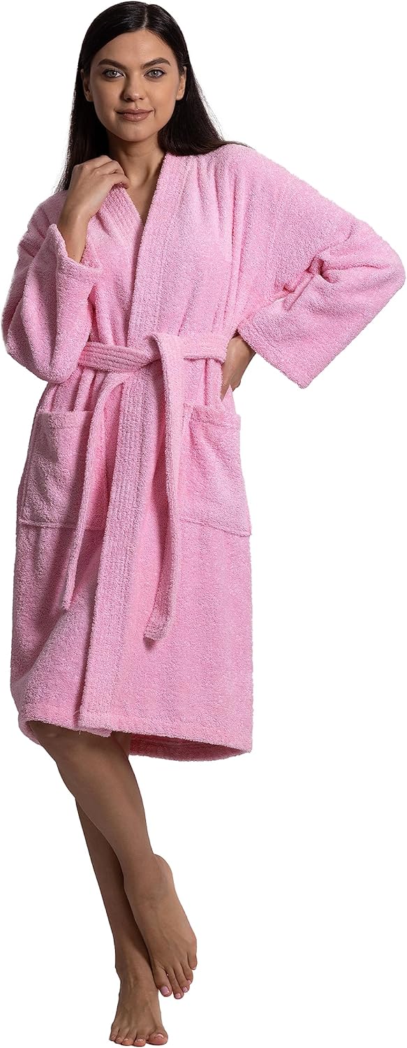 Chakir Turkish Linens 100% Cotton Terry Cloth Turkish Kimono Bathrobe for Women