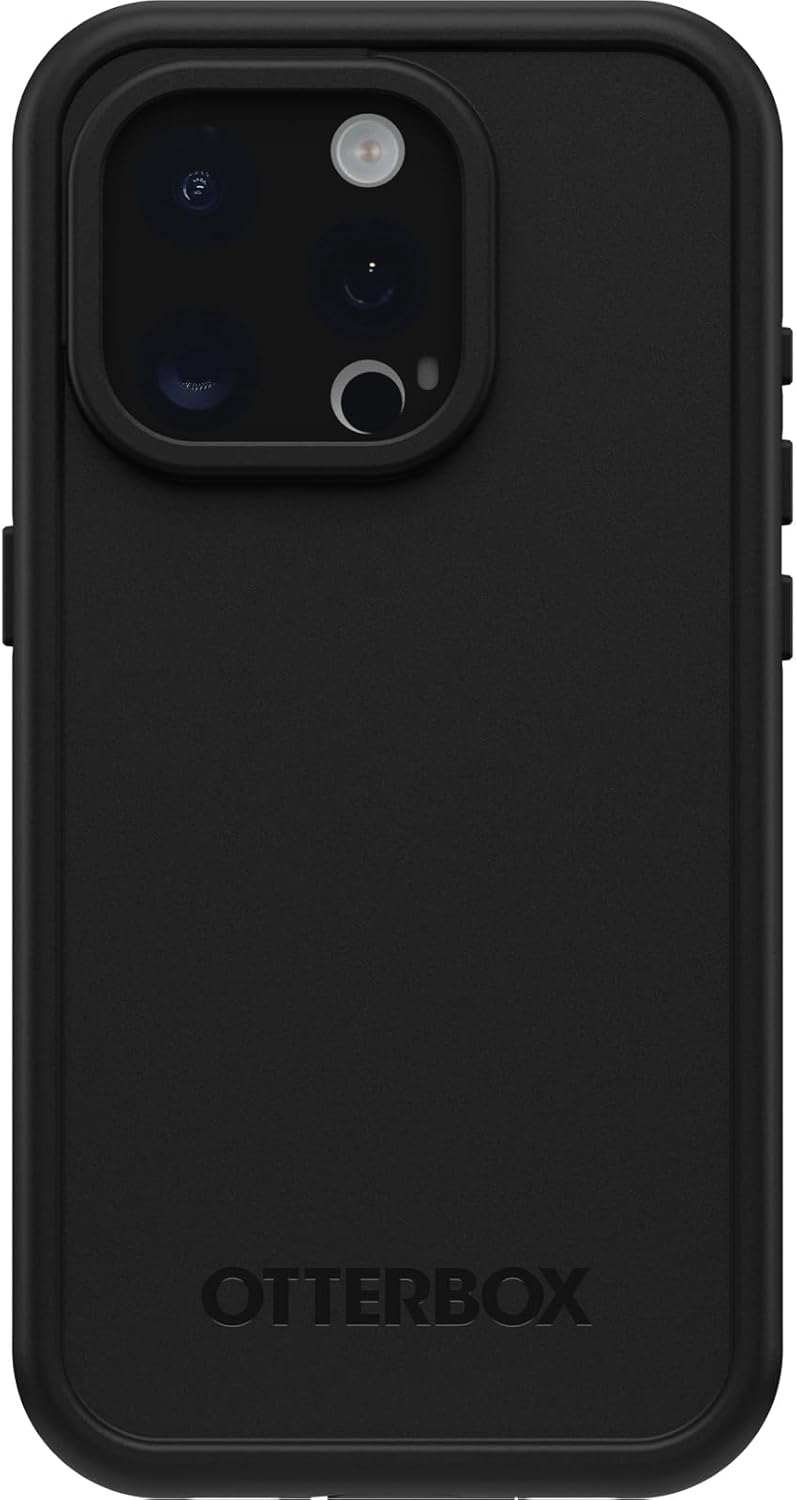 OtterBox iPhone 15 Pro (Only) FR Series Waterproof Case with MagSafe (Designed by LifeProof) - BLACK, waterproof, 60% recycled plastic, sleek and stylish