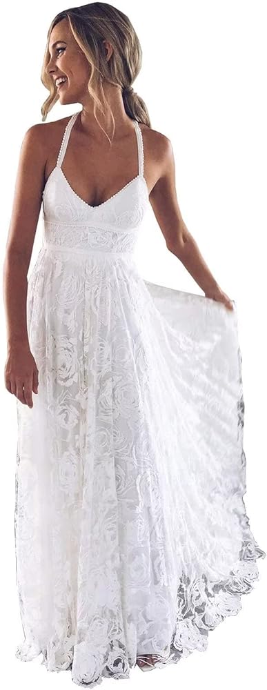 Simple Boho Wedding Dresses for Bride 2024 Mermaid Lace Spaghetti Straps V Neck Beach Bridal Gowns