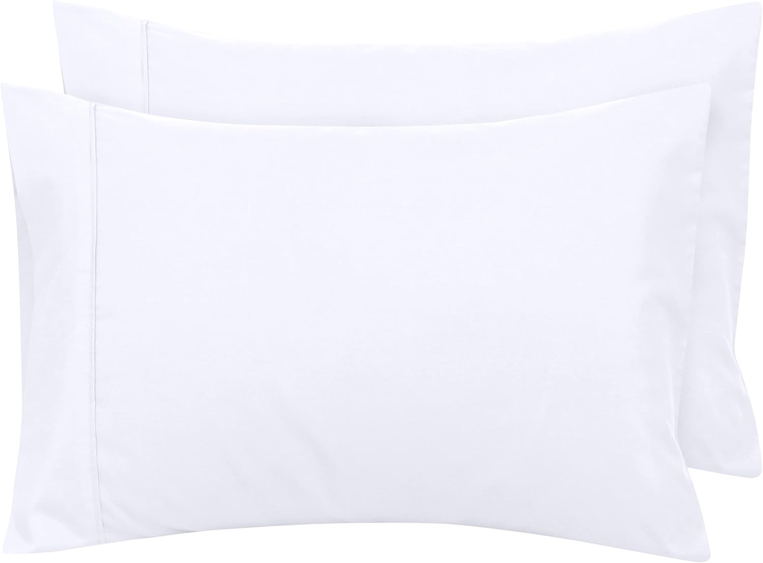 Royale Linens Queen Pillowcase Set of 2 - Bed Pillow Cover - 20" x 30" - White Pillowcases - 1800 Brushed Microfiber, Wrinkle & Fade Resistant - Soft & Cozy- Queen Size Pillow Case (Queen, White)