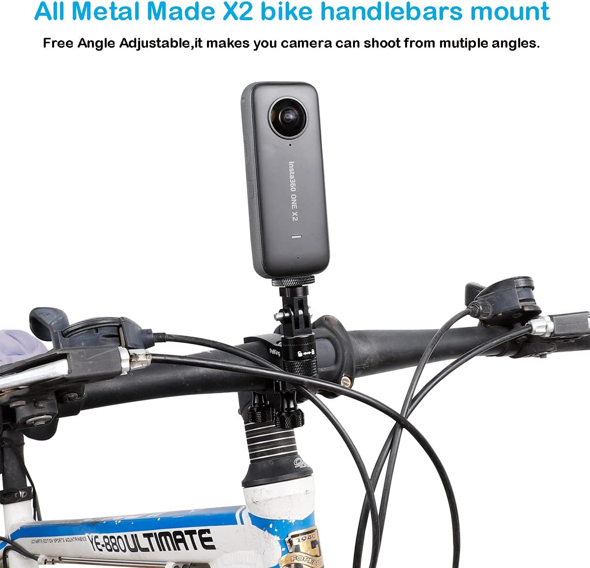 PellKing Bike Handlebars Mount for Insta360 one X3%2fX2%2fX,All Metal Made Bicycle Mount with 360 Rotation Function,Fast Installing Camera Holder Compatible with Insta360 One X%2fX2