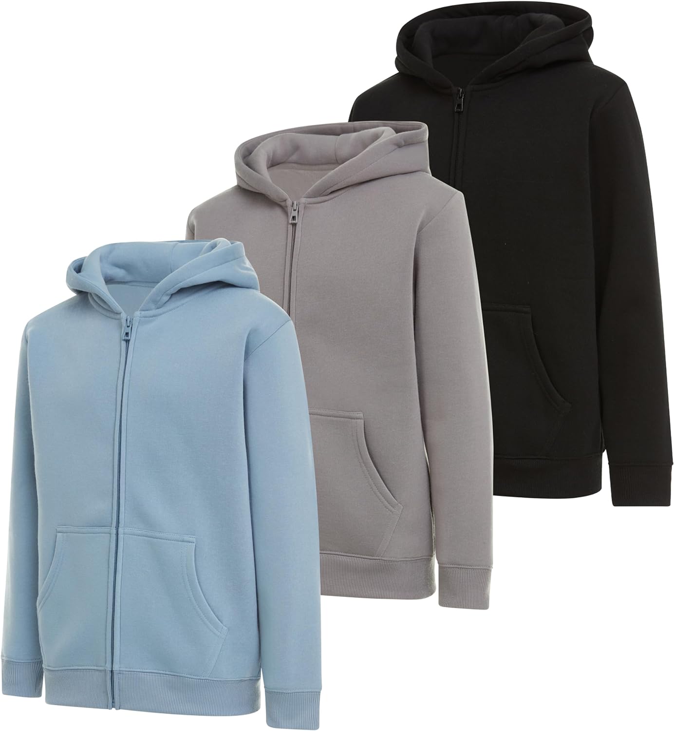 PURE CHAMP Boys 3 pack zip up hoodie Fleece long sleeve essentials hoodie for boys Athletic Kids Clothes Size 4-20