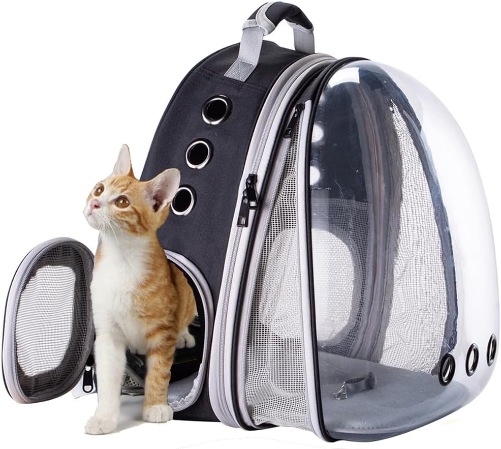 Front Expandable Cat Backpack Carrier, Fit up to 20 lbs, Space Capsule Bubble Window Pet Carrier Backpack for Large Fat Cat and Small Puppy