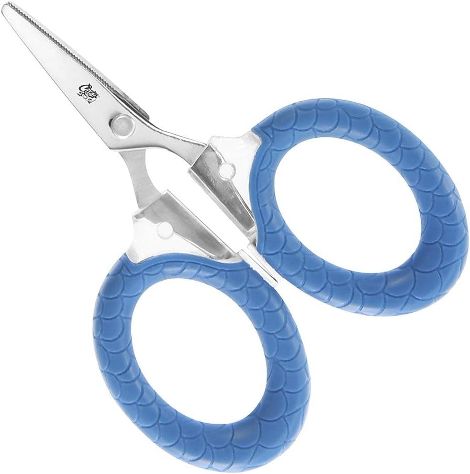 CUDA 3 Micro Scissors Durable Fishing Braid, Mono & Fluorocarbon Cutter for Saltwater & Freshwater with Dual Serrated Blades & Oversized Non-Slip Comfort Bows