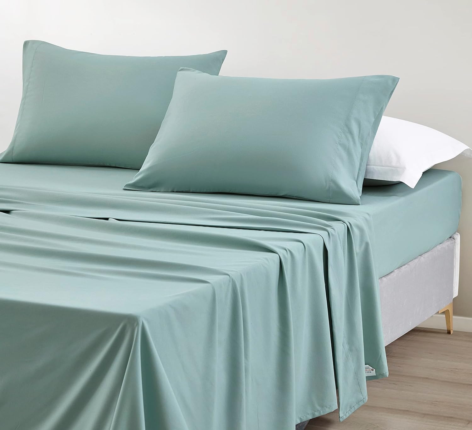 Chezmoi Collection Soft Washed Queen Bed Sheet Set - 4-Piece Brushed Microfiber Wrinkle & Fade Resistant 14-Inches Deep Pocket Sheets & Pillowcases Set - Queen, Aqua