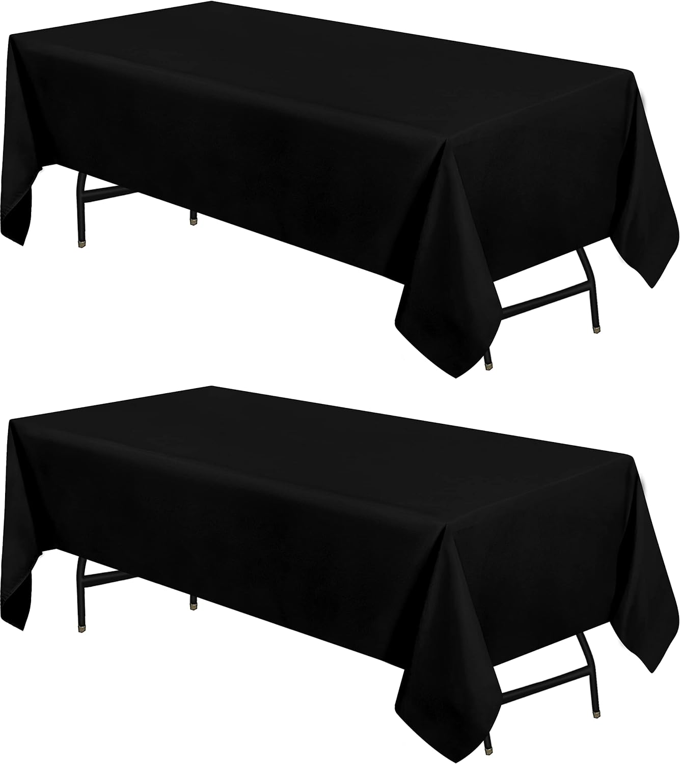 Utopia Kitchen Rectangle Table Cloth 2 Pack [90x132 Inches, Black] Tablecloth Machine Washable Fabric Polyester Table Cover for Dining, Buffet Parties, Picnic, Events, Weddings and Restaurants