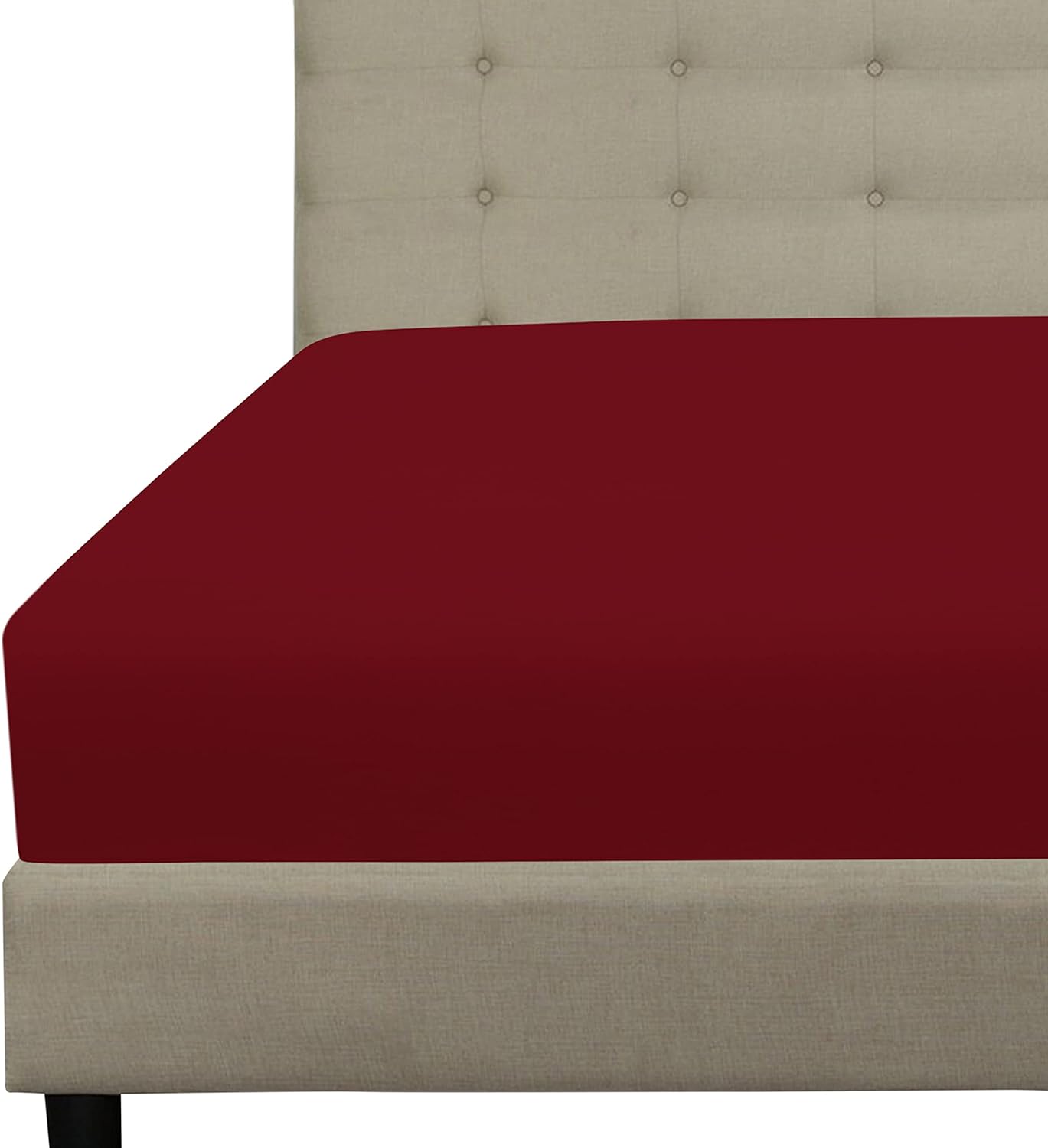 Royale Linens Fitted Sheet Queen - Brushed Hotel Quality 1800 Ultra-Soft Wrinkle & Fade Resistant - Bottom Sheet - Deep Pocket Stretches Up to 16" - Fitted Sheet Only - Elastic Sheet (Queen, Burgundy)