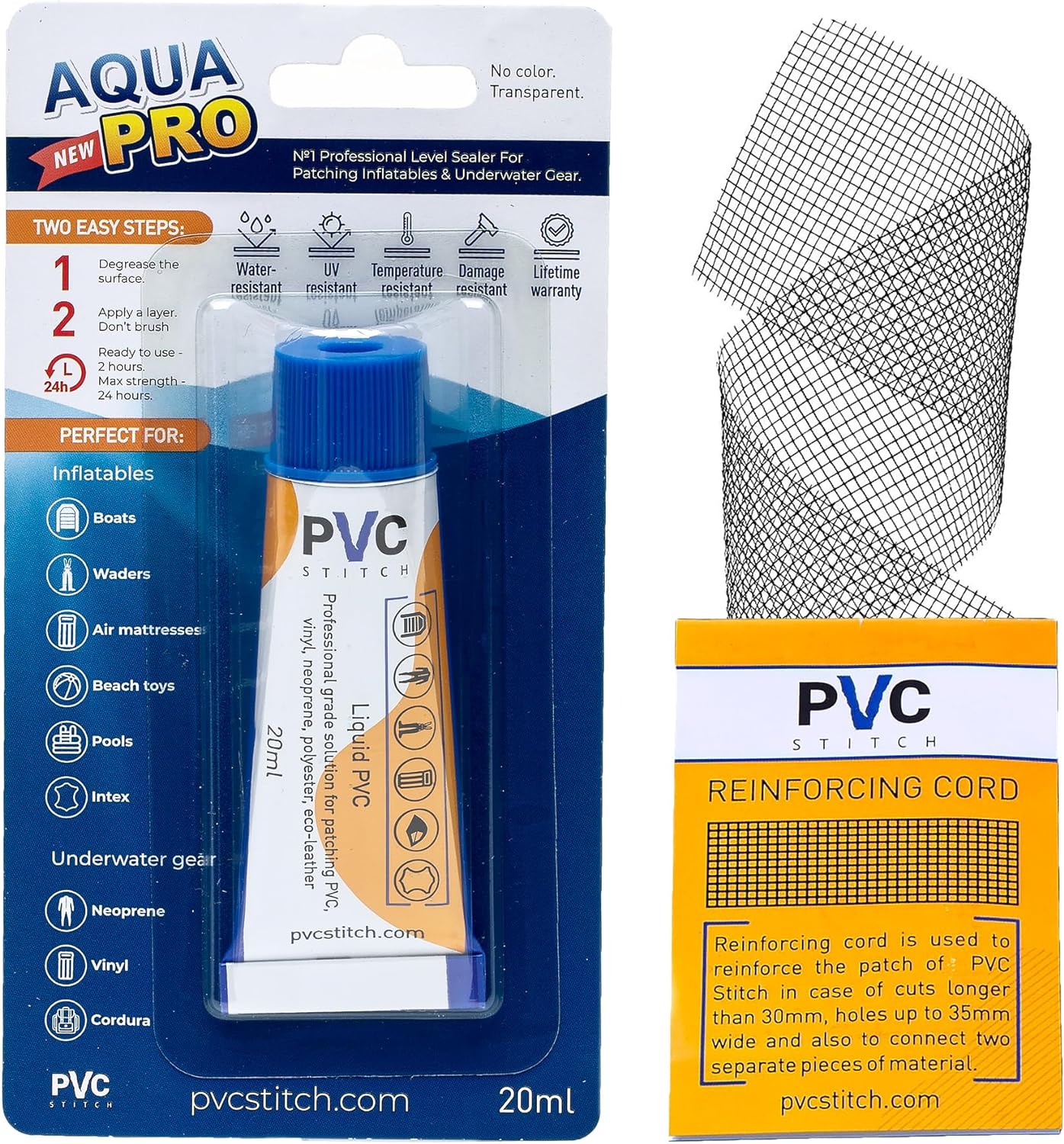 AquaPro Liquid Repair Kit Transparent | Salt Water Ready Liquid Waterproof Repair Kit for PVC & PU Inflatables, Boats, Rafts, Kayaks, SUPs, Wetsuits, Air Mattresses, Air Tracks, Hot Tubs, Waders.