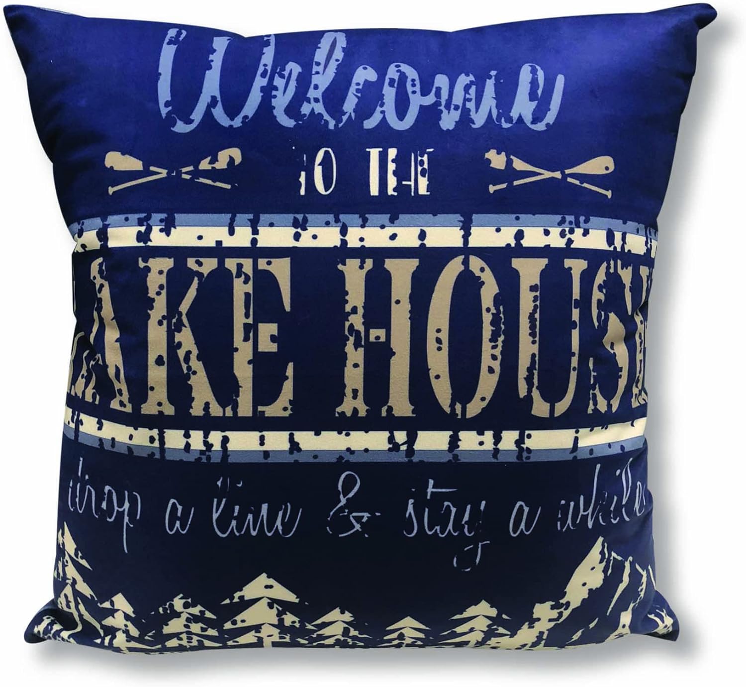 Virah Bella Throw Pillow Welcome to The Lake House Rules - 18" x 18" Decorative Accent Pillow - Cabin & Farmhouse Couch Décor