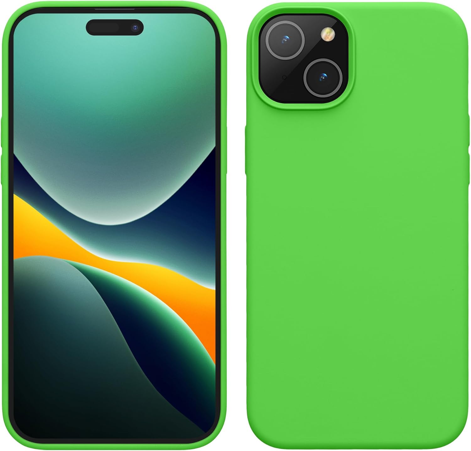 kwmobile Case Compatible with iPhone 15 Case - Slim Soft TPU Silicone Cover - Lime Green