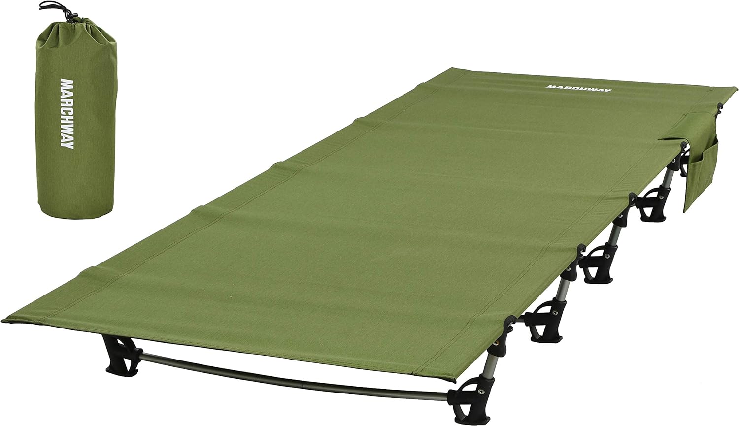 MARCHWAY Ultralight Folding Tent Camping Cot Bed, Portable Compact for Outdoor Travel, Base Camp, Hiking, Mountaineering, Lightweight Backpacking (Army Green)