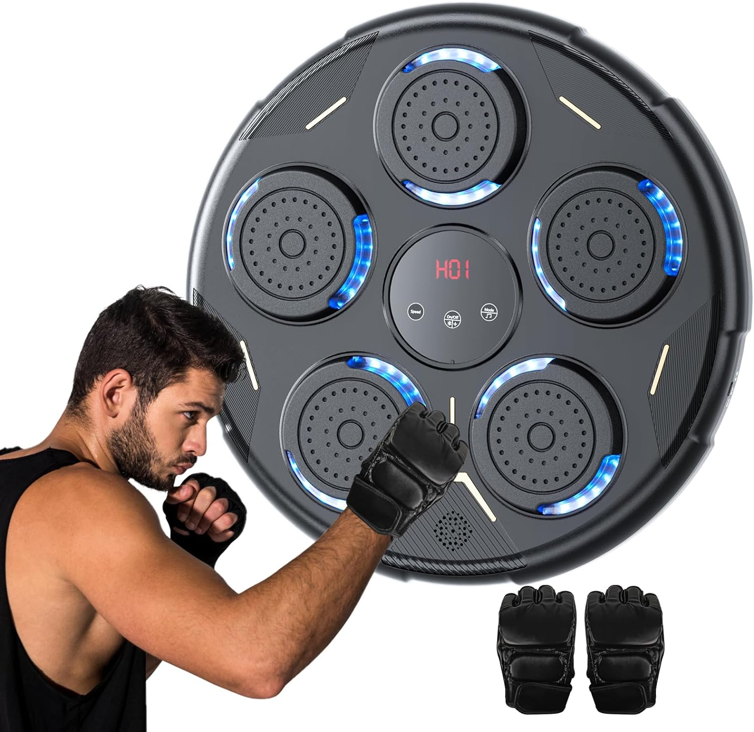 Music Boxing Machine, Upgraded Smart Bluetooth Music Boxing Trainer with Boxing Gloves, Wall Mounted Boxing Machine Equipment, Boxing Target Training Punching Machine for Home Indoor Gym