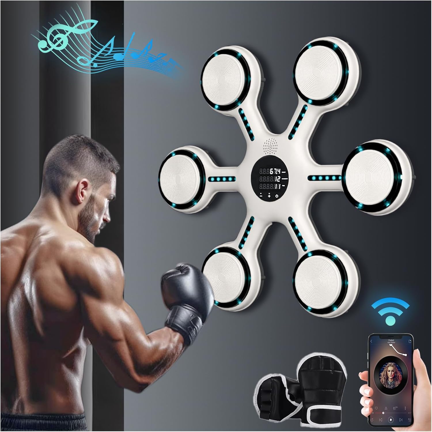 New intelligent-Professional music boxing machine,Large size intelligent Bluetooth wall-mounted boxing equipment, boxing mat exercise machine, suitable for adults and Children