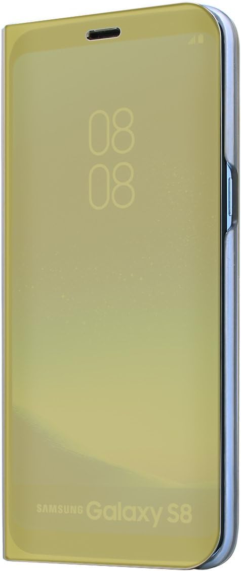 AICase Galaxy S8 Plus Case, Luxury Translucent View Window Sleep/Wake Up Function Cover Mirror Screen Flip Electroplate Plating Stand Full Body Protective Case for Samsung Galaxy S8 Plus(Gold)