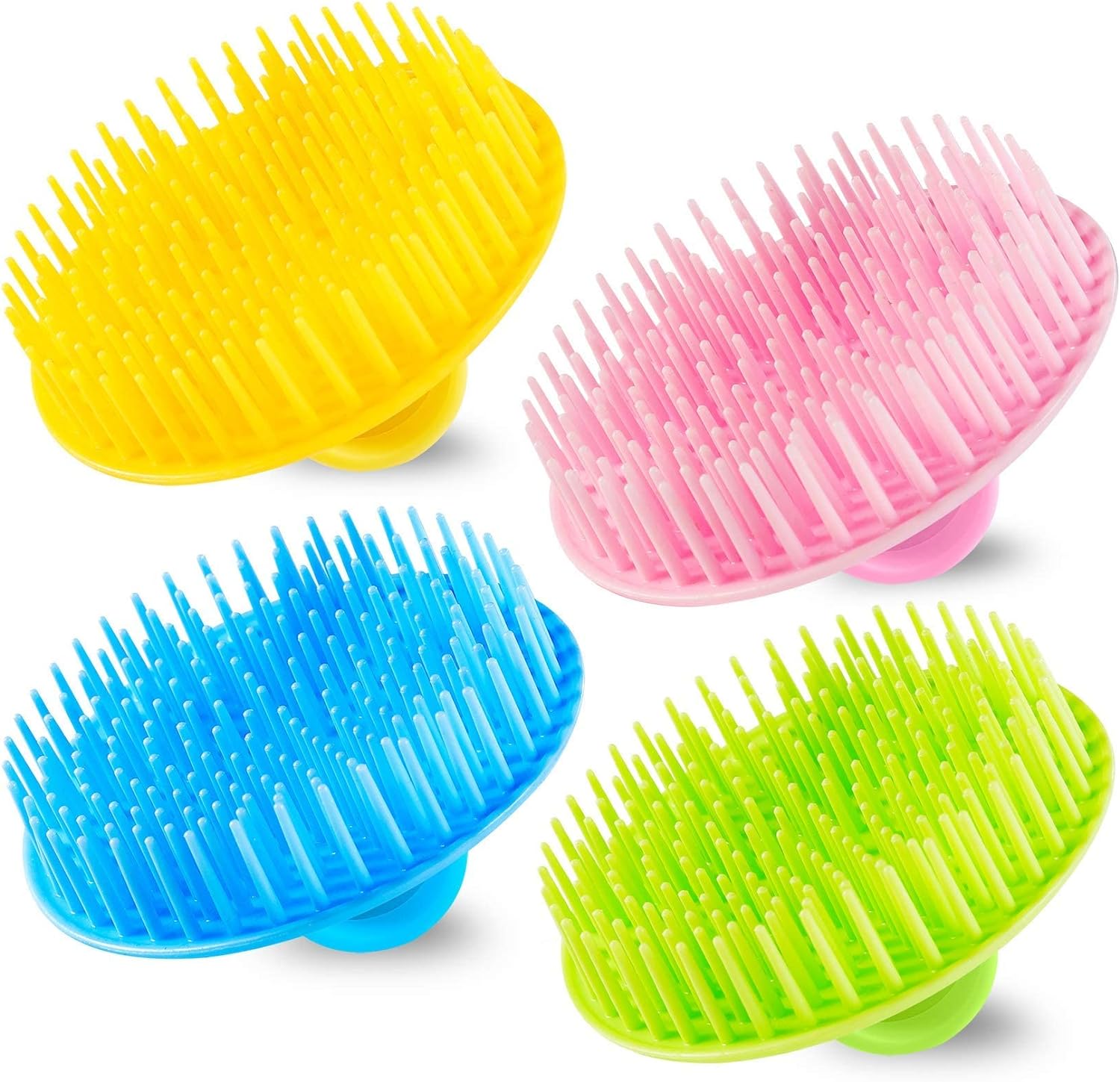 4Pack Hair Scalp Exfoliator Brush Dandruff Cleaning Brush, Flexible Scalp Massager Brush, Shower Scalp Shampoo Brush for Home, Office, Travel and Pets(Flexible Blue/Pink/Orange/Green)