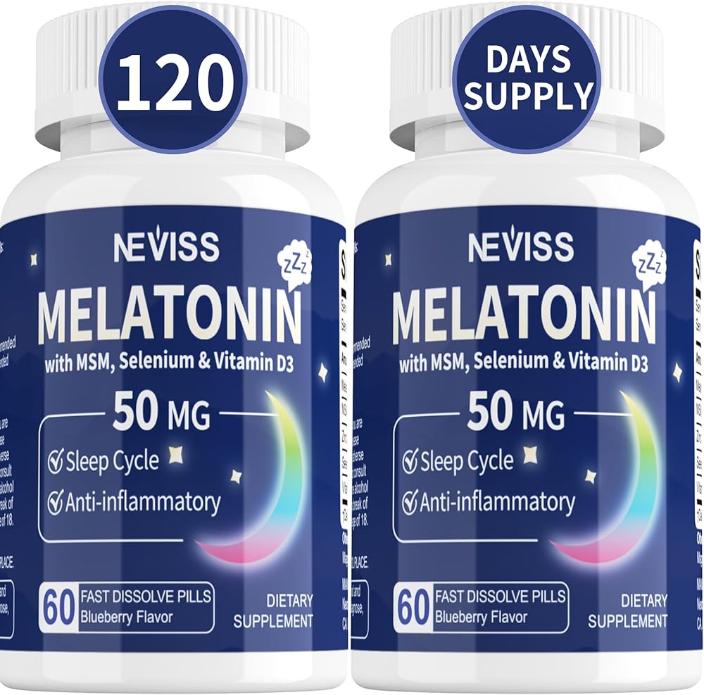 Sugar-Free Melatonin 50 mg for Adults - Fast Dissolve & Chewable Sublingual - Extra Strength Melatonin with MSM, Selenium & Vitamin D3, for Relaxation, Health Rest Cycle, Deep Zzzs,Immune,120 Servings