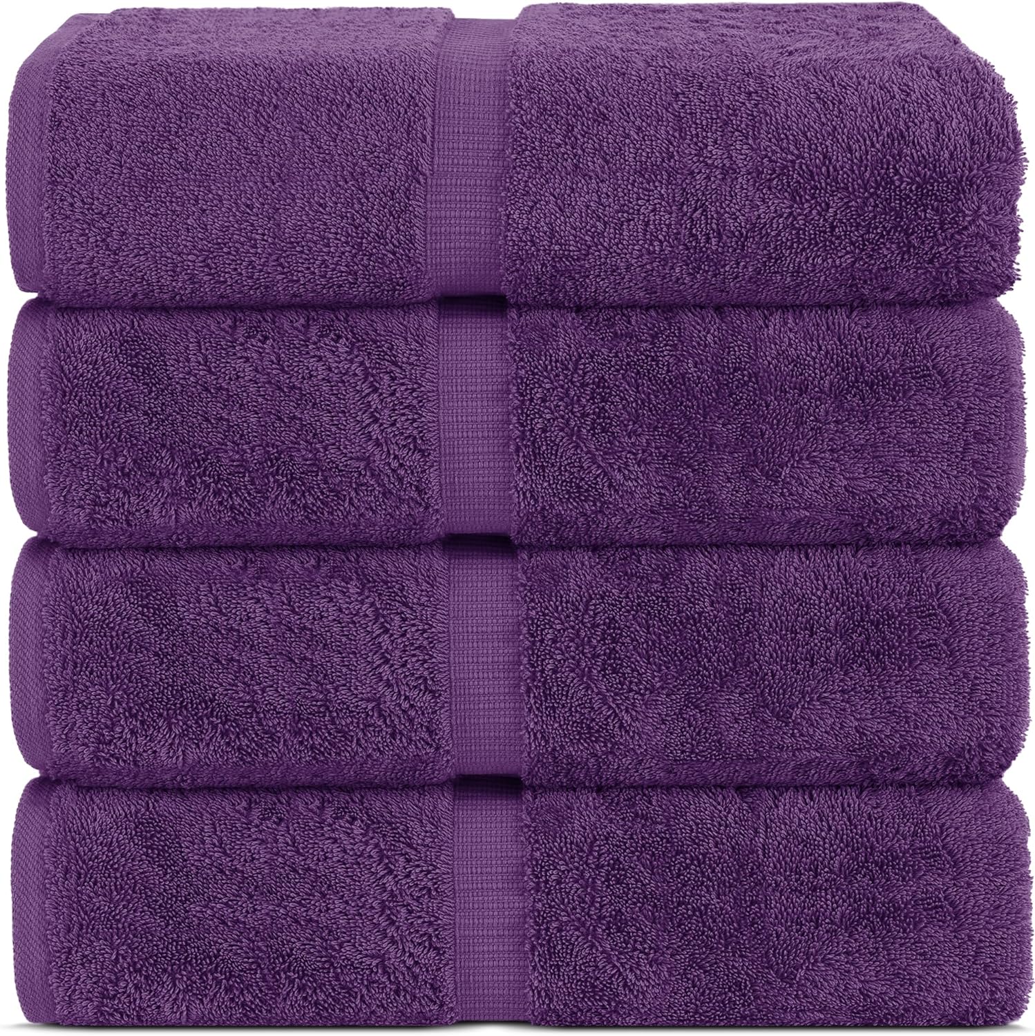 Chakir Turkish Linens 100% Cotton Premium Turkish Towels for Bathroom | 30'' x 60'' Large Bath Towels (4 Piece, Eggplant)