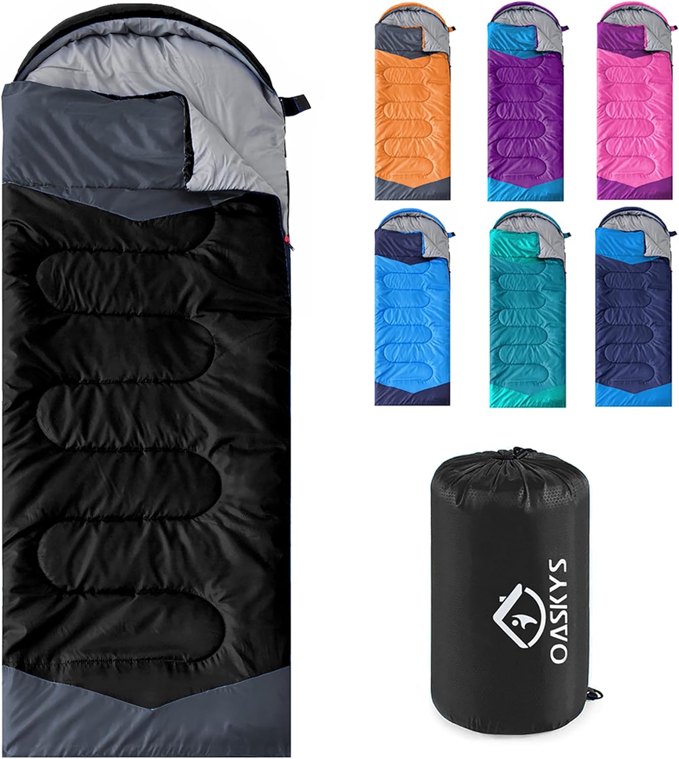 Camping Sleeping Bag - 3 Season Warm & Cool Weather - Summer Spring Fall Lightweight Waterproof for Adults Kids - Camping Gear Equipment, Traveling, and Outdoors