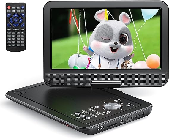 YOTON 12.5 Portable DVD Player with 10.5 HD Swivel Screen for Car and Kids, with Car Charger and AC Adaptor, Supports 4-6 Hours Built-in Battery and USB/SD Card/Sync TV [Not Support Blu-Ray]
