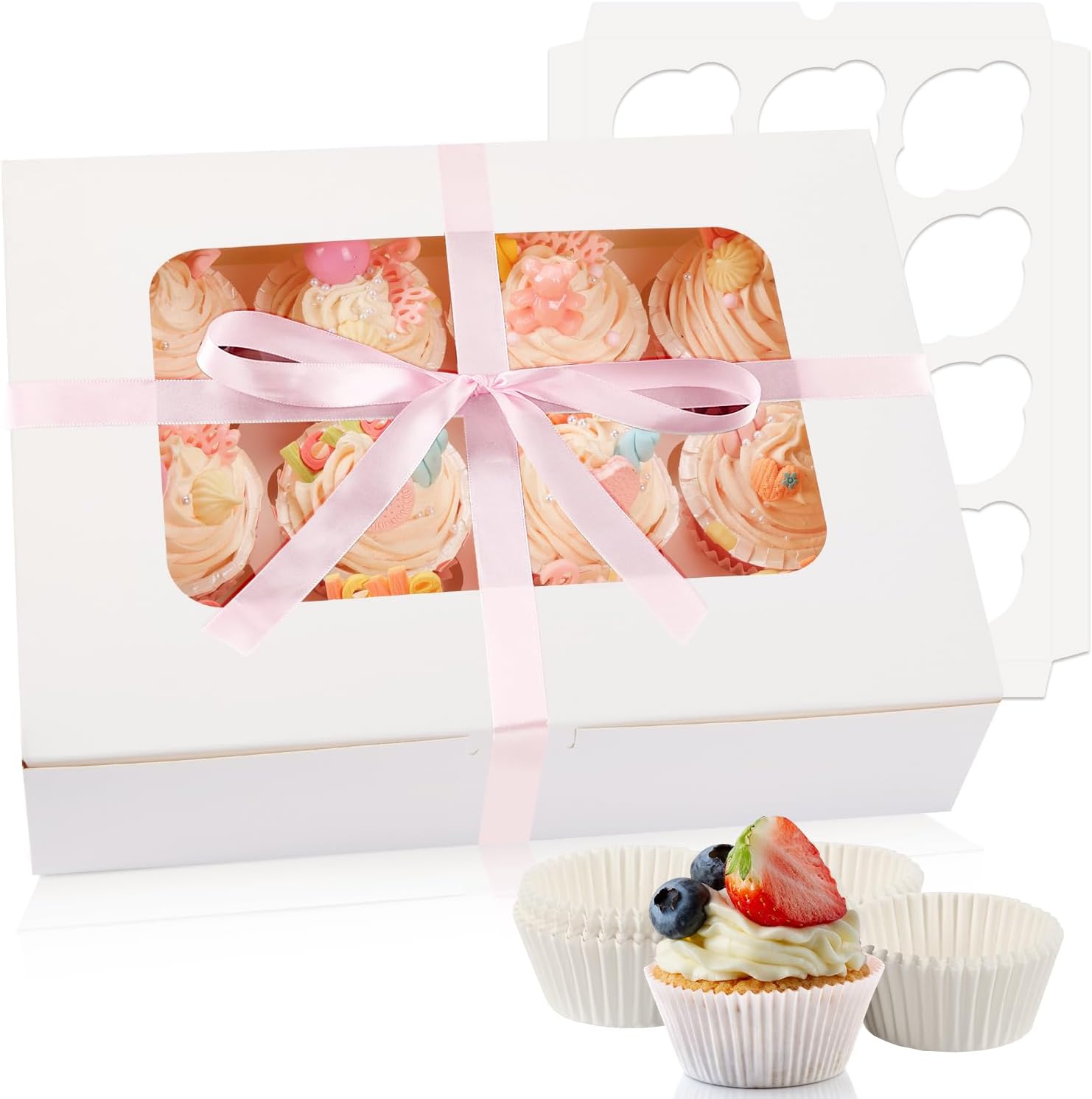 The cupcake boxes are sturdy, and easy to assemble. I didn't realize it included cups and bows! What a nice surprise