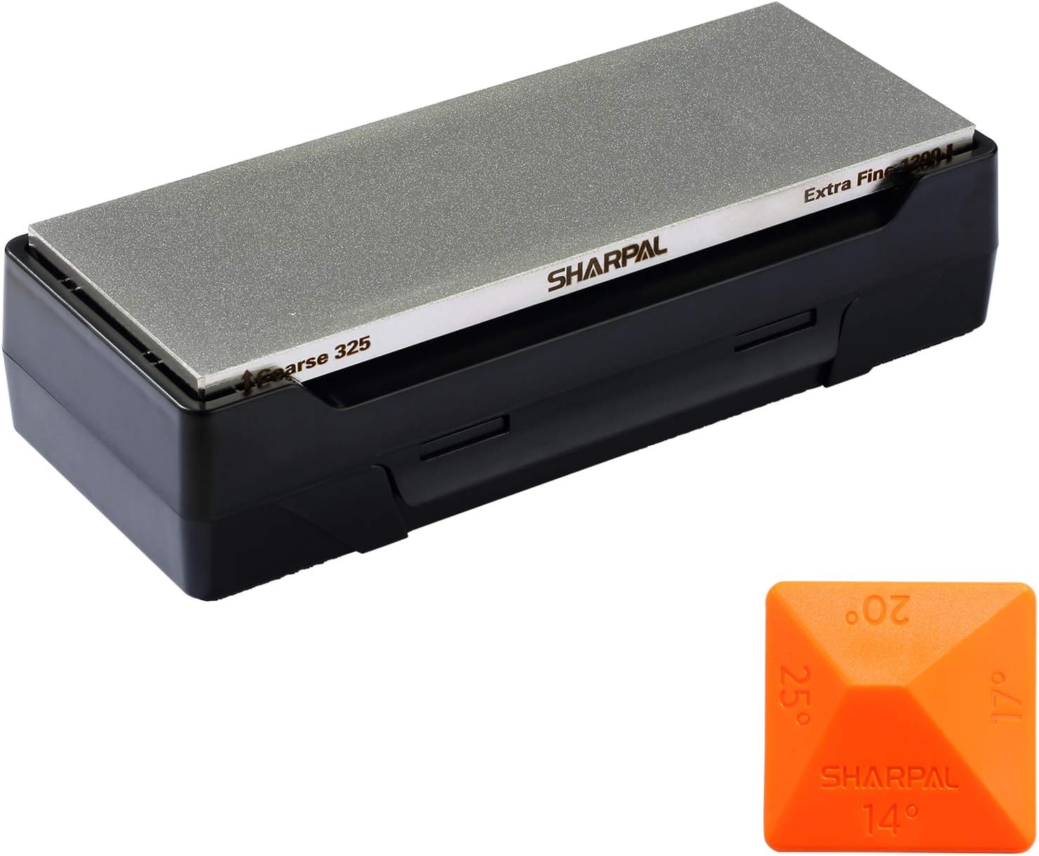 SHARPAL 162N Double-sided Diamond Sharpening Stone Whetstone Knife Sharpener |Coarse 325 / Extra Fine 1200 Grit | Storage Case with NonSlip Base & Angle Guide (8 in. x 3 in.)