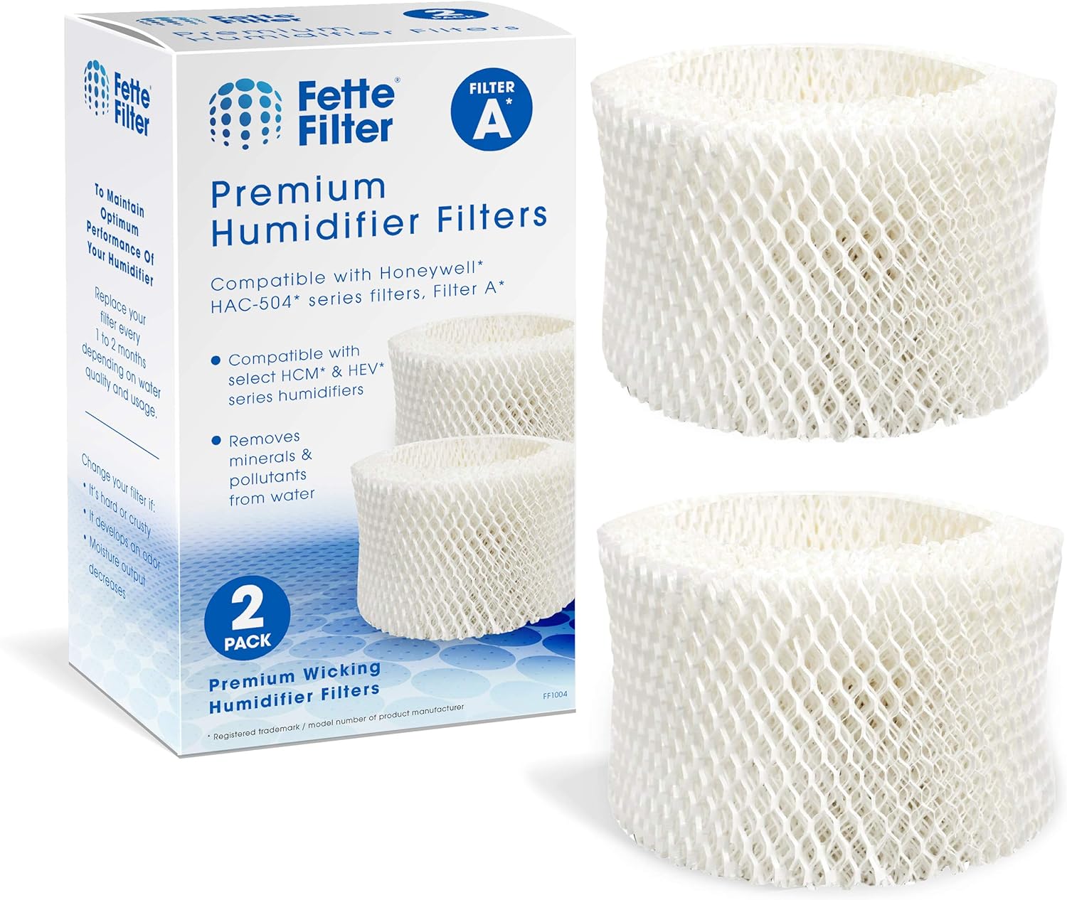 HAC-504 Premium Humidifier Wicking Filter Compatible with Honeywell HAC-504 HAC-504AW HAC504V1 Humidifier Replacement Filter A Replacement for Honeywell Filter HCM 350 & Cool Mist Humidifiers. (2QTY)