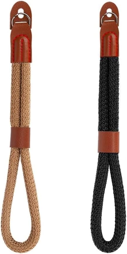 MoKo Camera Hand Wrist Strap [2 Pack], Cotton Adjustable Camera Hand Grip Strap Wristband Stability Security for Fujifilm/Nikon/Canon/Sony/Olympus/Panasonic/SLR/DSLR Digital Cameras - Black/Brown