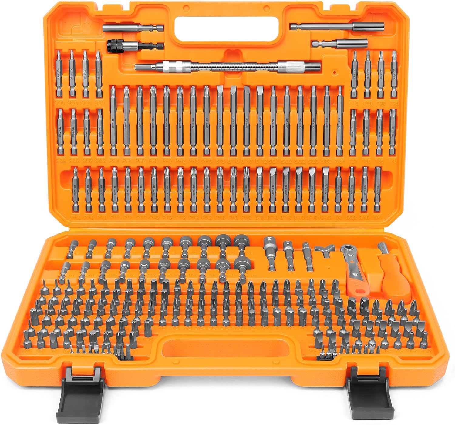 Amartisan 258-Piece Ultimate Screwdriver Bit Set, Chrome Vanadium Steel Driver Bit Set, Security bit set, Includes Bits Holder, Nut Driver, etc (Orange)