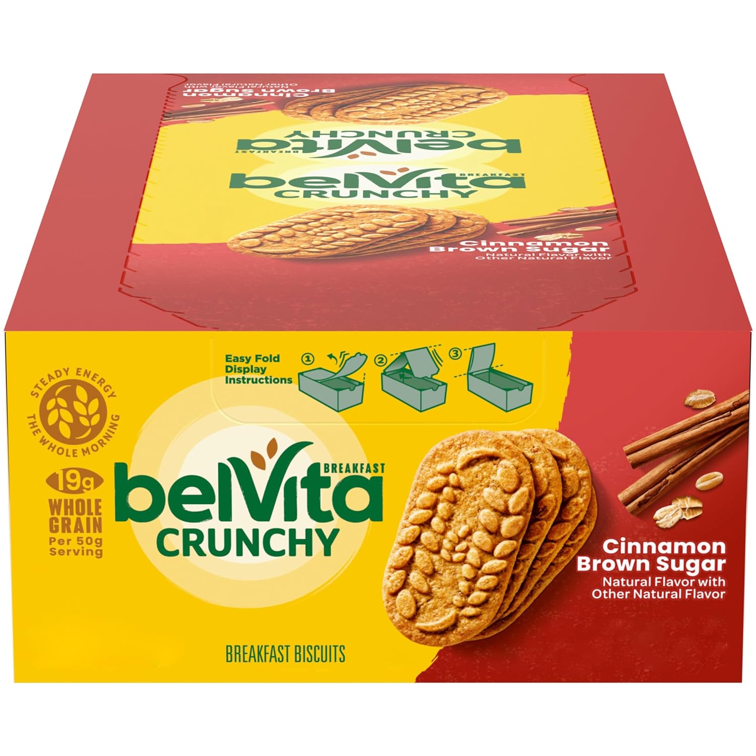 BelVita Cinnamon Brown Sugar Breakfast Biscuits, 8 Packs (4 Biscuits Per Pack)