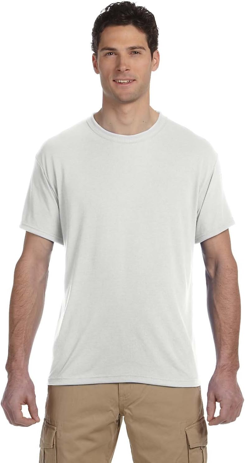 I need white polyester T-shirts to wear under white dress shirts. Cotton feels wonderful when dry but absorbs perspiration and is slow to dry. Polyester wicks moisture so never gets clammy and is a little cooler in hot weather.I picked out two but the differences between the two were not obvious so I bought one of each: