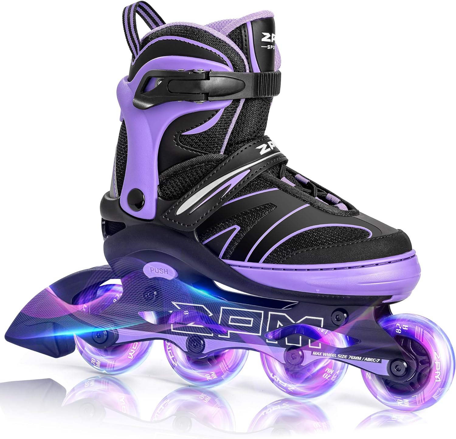 2PM SPORTS Kids Adjustable Inline Skates Ages 4-12, Youth Inlie Skates for Girls Boys 5-8 8-12 with Full Light Up Wheels, Beginner Women Adult Skates